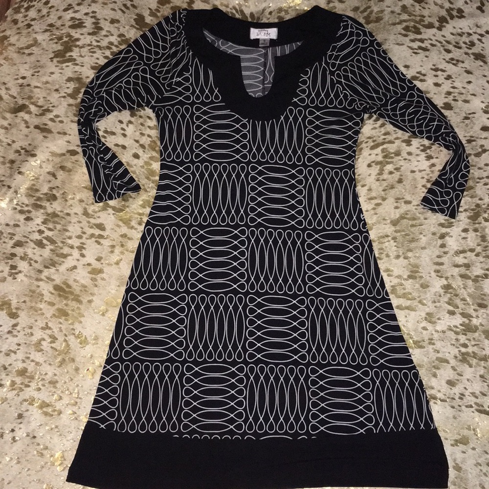 Small black and white print work dress